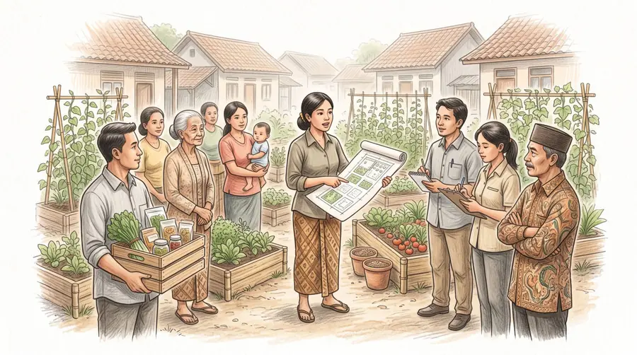 Perwakilan pemerintah dan mitra berdiskusi dengan kelompok perempuan